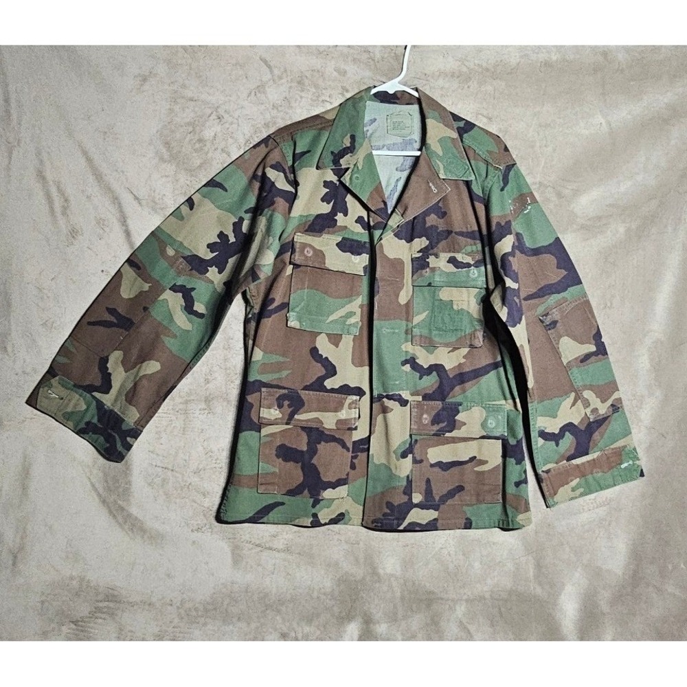 Vintage Military Woodland Camo BDU/Blouse Field Jacket Med Reg Tactical Utility